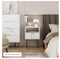 Bedside furniture, nightstands, dressers with drawers for bedrooms, small side tables with drawers, end tables with gold frames for bedrooms, living rooms, and white stripes